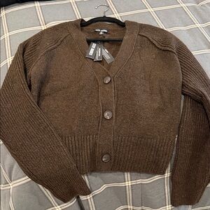 Steve Madden Women’s Chocolate Brown V-Neck Button Cardigan